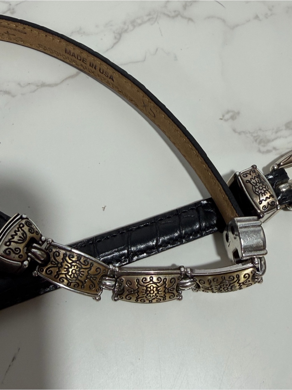 Talbot's Vintage Women's Black Leather Belt with Silver Filigree Accents - XS - Picture 12 of 12